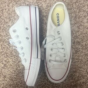 Converse White Canvas Sneakers with Red Stripe